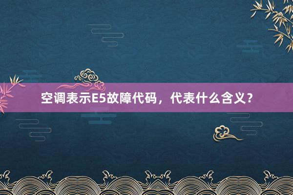 空调表示E5故障代码，代表什么含义？